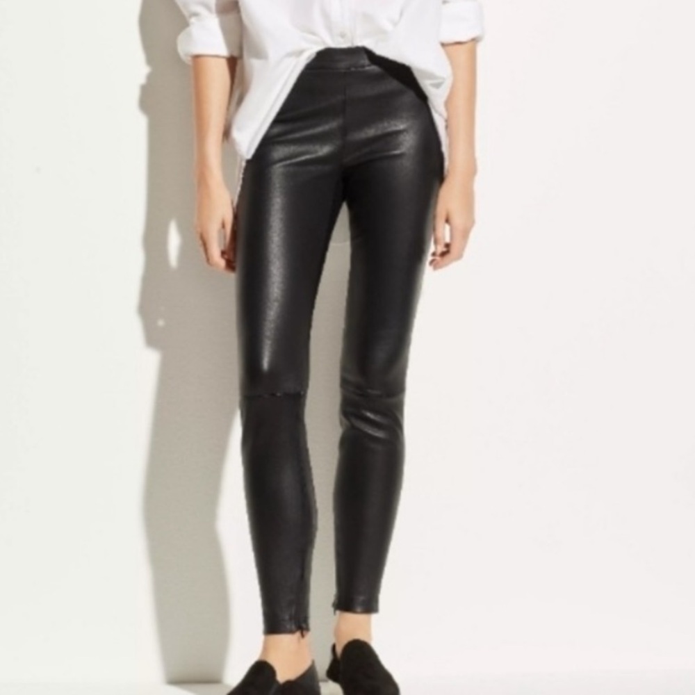 Vince Ankle Zip 100% Leather Leggings black xs